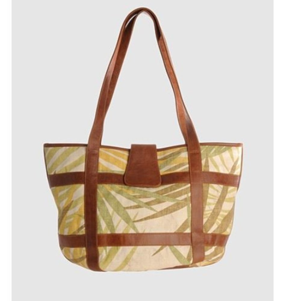 NWT KAIA PETERKA leather and fabric tote handmade in New York City